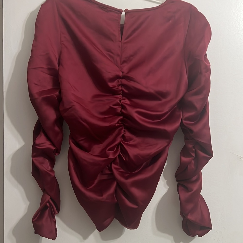 Marc New York Burgundy Wine Ruched Long Sleeved Blouse Size M - Picture 7 of 9